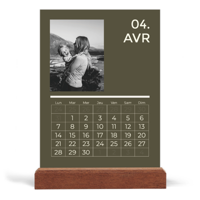 Calendrier de bureau support bois - portrait  — Contemporain audacieux [Avril]