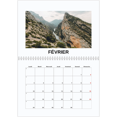 Calendrier photo A4 double (30 x 40 cm) — Simple photo [Février]