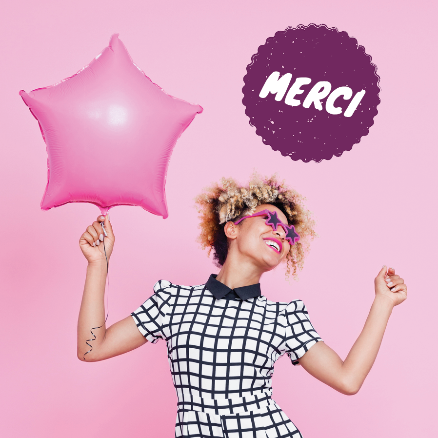 Carte de remerciement — Cris de fête