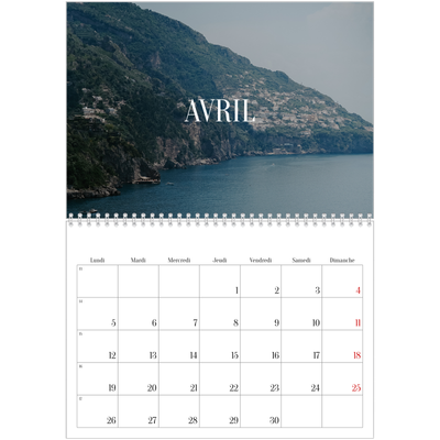 Calendrier photo A4 double (30 x 40 cm) — Évasion sans fin [Avril]