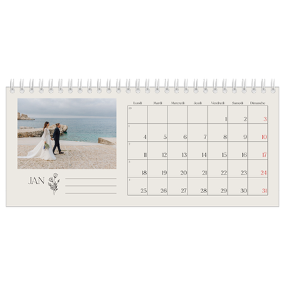 Calendrier de bureau — Initiales fleuries [Janvier]