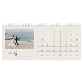 Calendrier de bureau — Initiales fleuries