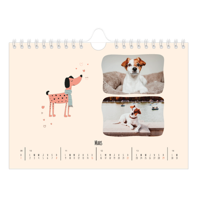 Calendrier photo A5 — Pattes de chien et gribouillis [Mars]