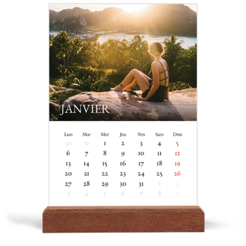 Calendrier de bureau support bois - portrait — Superposition classique