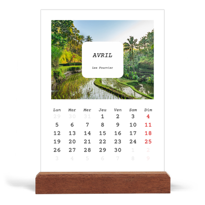 Calendrier de bureau support bois - portrait  — Toute l'histoire [Avril]
