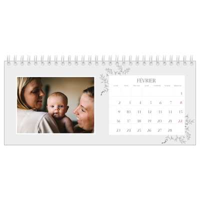 Calendrier de bureau — Fleurs dessinées [Février]