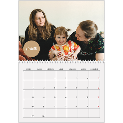 Calendrier photo A4 double (30 x 40 cm) — Gommettes photo [Février]