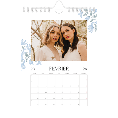 Calendrier photo A5 — Romance en bleu et blanc [Février]
