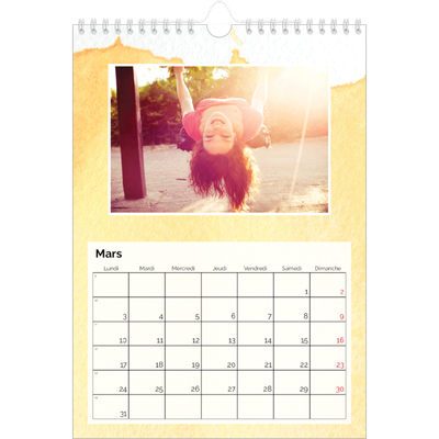 Calendrier photo A4 (20 x 30 cm) — Effet aquarelle [Mars]