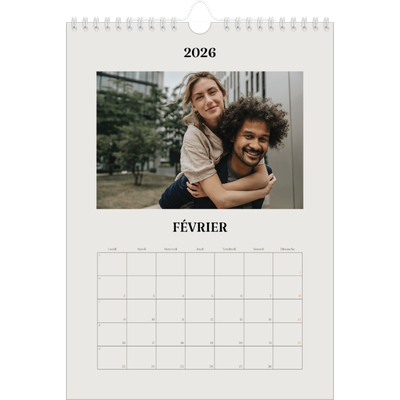 Calendrier photo A4 (20 x 30 cm) — Ivoire simple [Février]