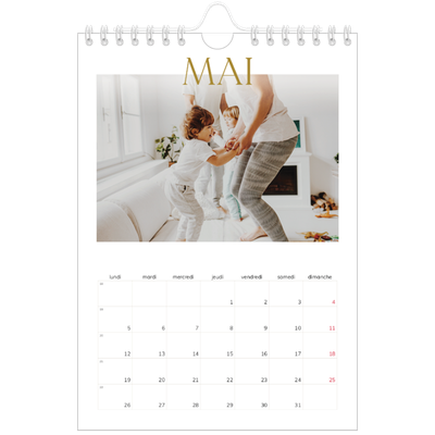 Calendrier photo A5 — Large texte Doré [couverture]
