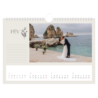 Calendrier photo A4 — Initiales fleuries [Février]