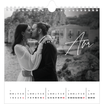 Calendriers annuels carré — Écriture élégante [Avril]