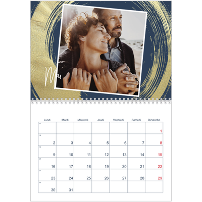Calendrier photo A4 double (30 x 40 cm) — Coup de pinceau doré [couverture]