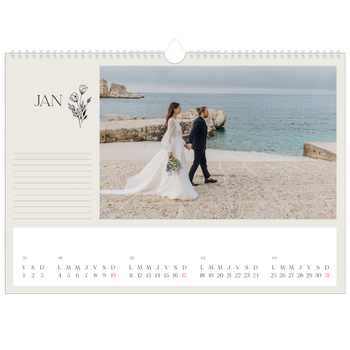 Calendrier photo A3 — Initiales fleuries