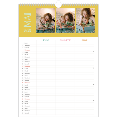Calendrier familial A3 — Agenda tout en couleurs - Famille de 3 [couverture]