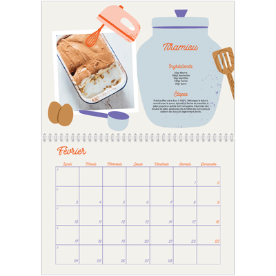 Calendrier photo A4 double (30 x 40 cm) — Une année de recettes [Février]