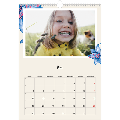 A3 Calendrier annuel — Fleurs entremélées [couverture]