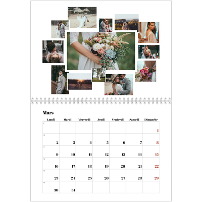 Calendrier photo A4 double (30 x 40 cm) — Formes et collage [Mars]