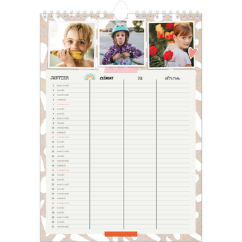 Calendrier photo A4 — Agenda rustique - Famille de 3
