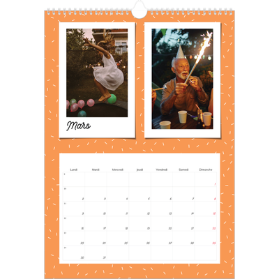 A3 Calendrier annuel — Cliché rétro pop [Mars]