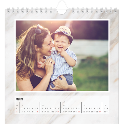Calendriers annuels carré — Effet marbre [Mars]