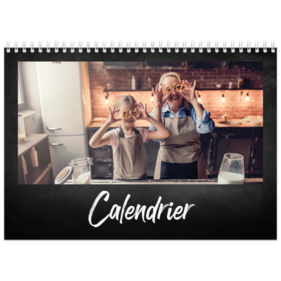 Calendrier photo A4 double (30 x 40 cm) — Tableau et craie [couverture]