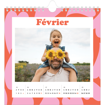 Calendriers annuels carré — Jeu de motifs [Février]