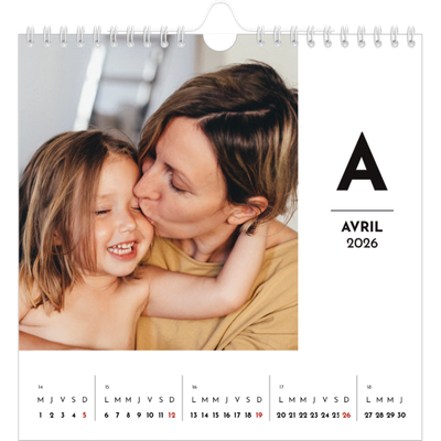 Calendriers annuels carré — Projecteur sur les lettres [Avril]