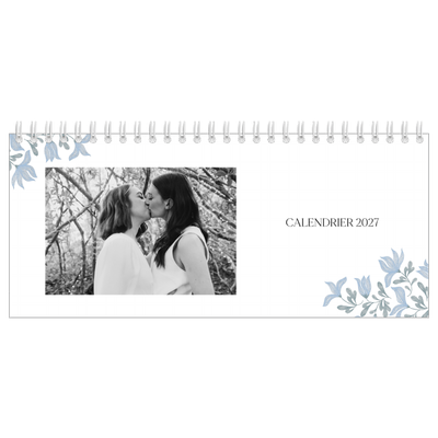 Calendrier de bureau — Romance en bleu et blanc [couverture]