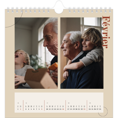 Calendriers annuels carré — Texte asymétrique [Février]