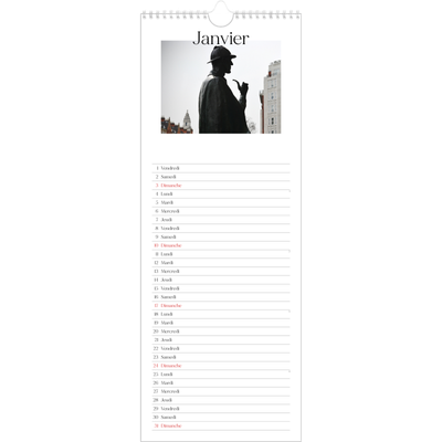 Calendrier mural long  — Mon carnet de voyage [Janvier]