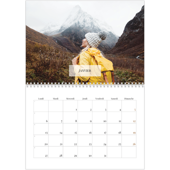 Calendrier photo A4 double — Superposition discrète