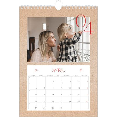 Calendrier photo A4 (20 x 30 cm) — Touches de rouge [Avril]