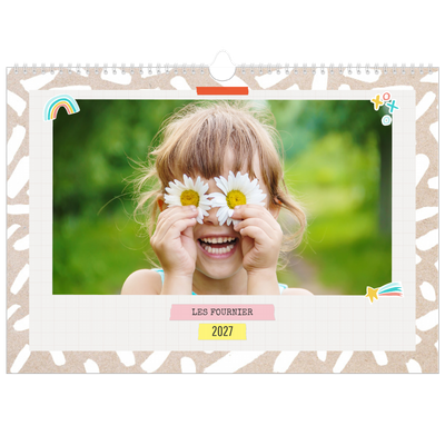 Calendrier photo A3 — Agenda rustique - Famille de 4 [couverture]