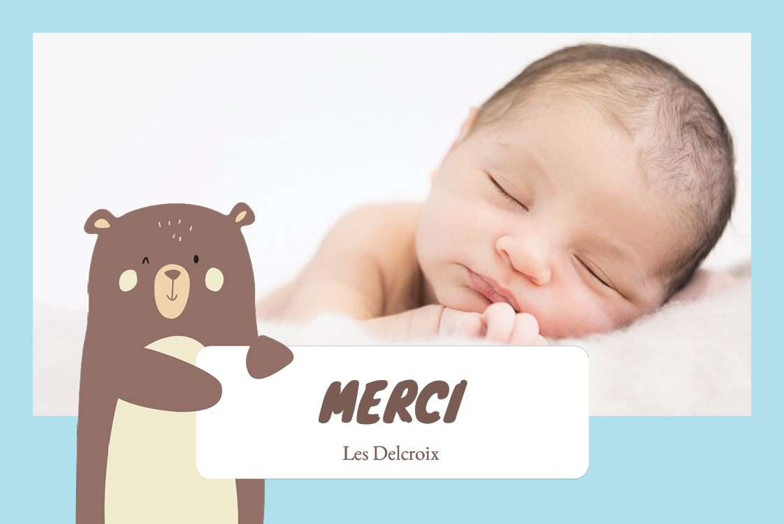 Carte de remerciement — Bébé ours bleu