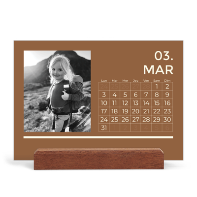 Calendrier de bureau support bois - paysage   — Contemporain audacieux [Mars]