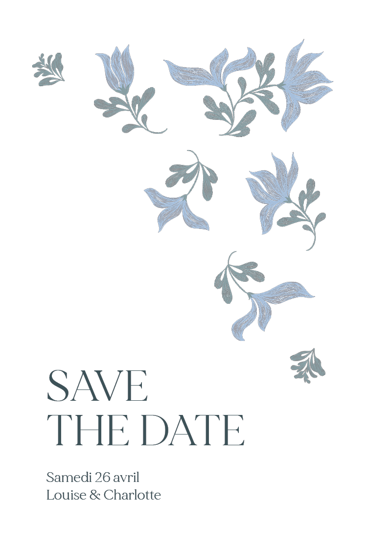 Save the date — Romance en bleu et blanc