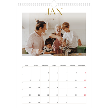 Calendrier photo A3 — Large texte Doré