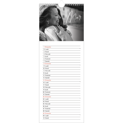 Calendrier mural long  — Écriture élégante [Mars]
