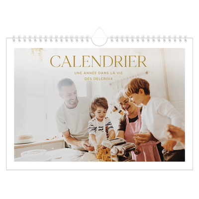 Calendrier photo A4 — Large texte Doré [couverture]