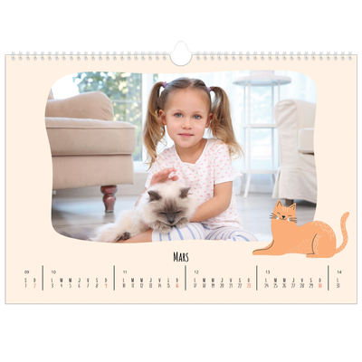Calendrier photo A3 — Pattes de chat et gribouillis [Mars]