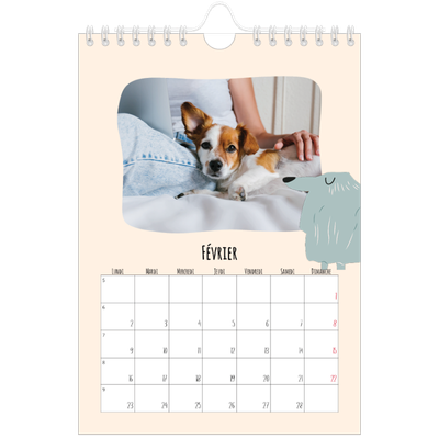 Calendrier photo A5 — Pattes de chien et gribouillis [Février]