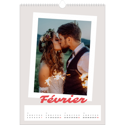 A3 Calendrier annuel — Signature carmin [Février]