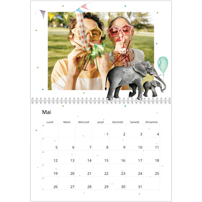 Calendrier photo A4 double (30 x 40 cm) — Safari aquarelle [couverture]