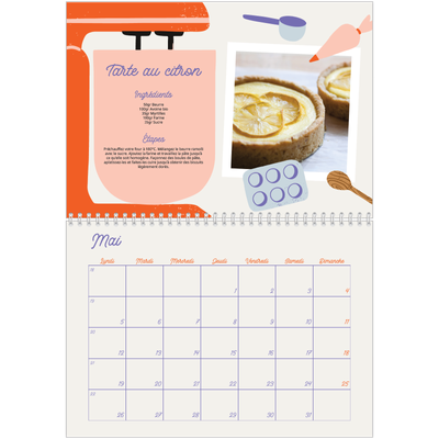 Calendrier photo A4 double (30 x 40 cm) — Une année de recettes [couverture]
