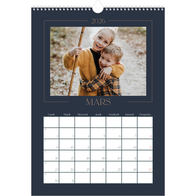 A3 Calendrier annuel — Bleu de Prusse [Mars]