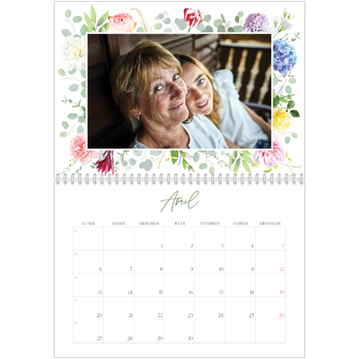 Calendrier photo A4 double (30 x 40 cm) — Fleurs traditionelles [Avril]