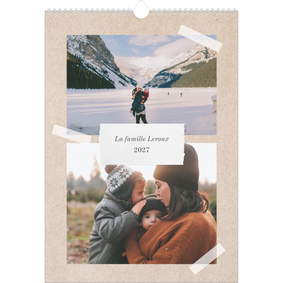 Calendrier familial A3 — Agenda kraft - Famille de 5 [couverture]