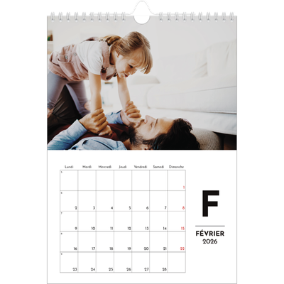 Calendrier photo A4 (20 x 30 cm) — Projecteur sur les lettres [Février]